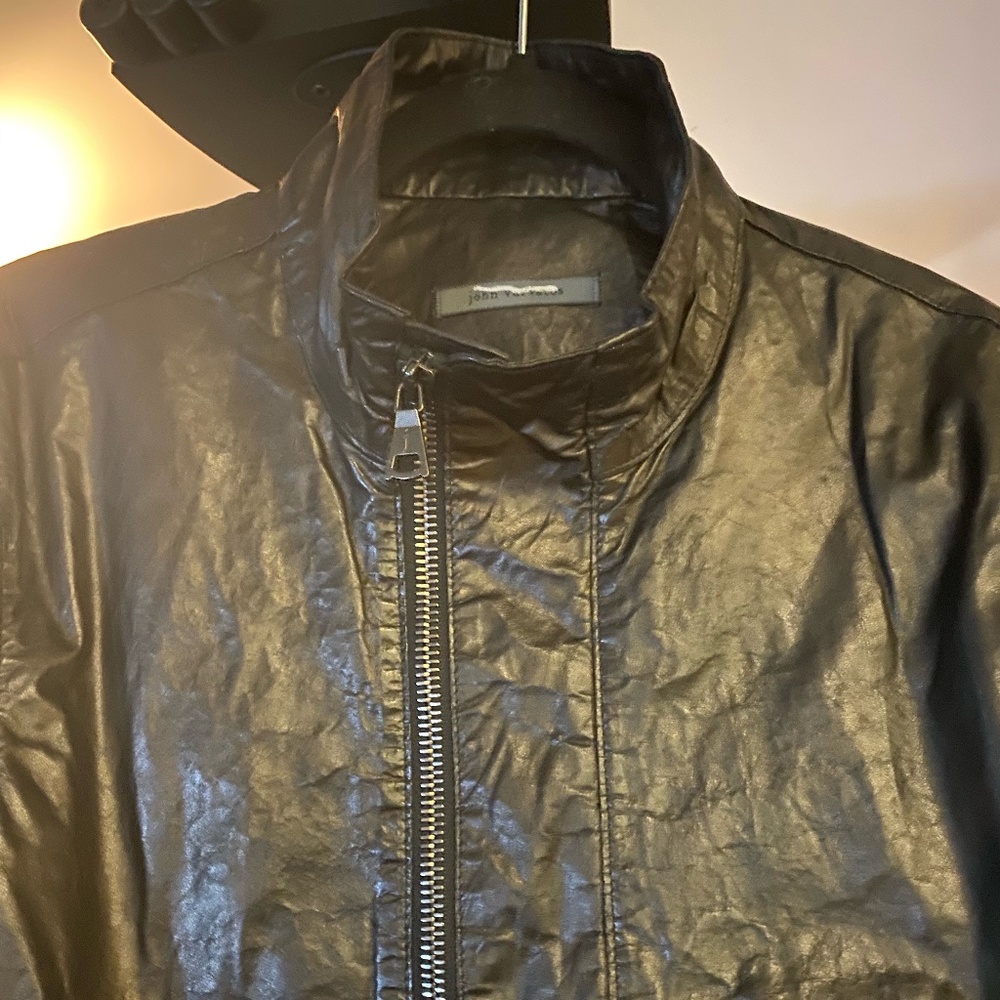 Men's John Varvatos Leather Moto Jacket - Size 50 - Picture 4 of 11